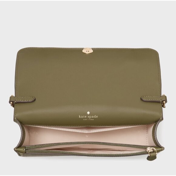 New Kate Spade Madison Small Flap Crossbody Saffiano Leather Seaweed Green - Picture 5 of 5